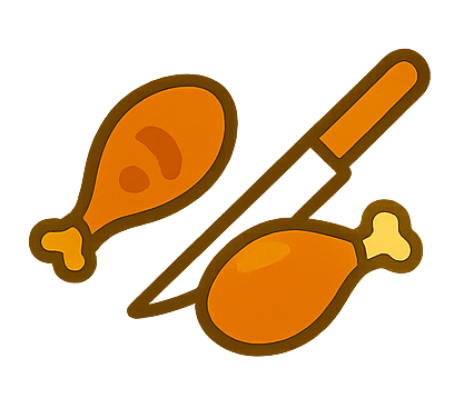 Cortes de Frango junto de uma faca