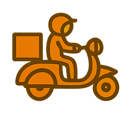 Icone de um motoqueiro fazendo tele entrega